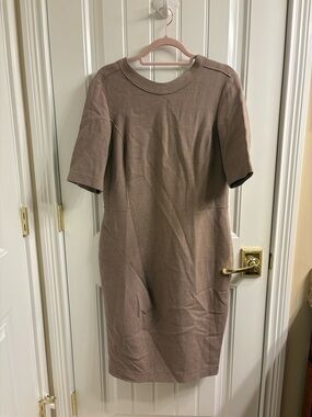 Worth Vintage Wool Career Dress Size 14 Tan Beige Elegant